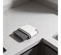 Spazzola per la pulizia con setole a doppia funzione e raschietto per angoli stretti su davanzali delle finestre, porte, bordi dell'armadio da cucina e lame di ventilazione dell'auto (grigio scuro)