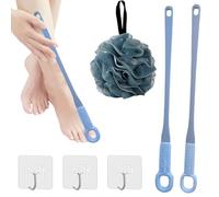 Spazzola per la pulizia dei piedi della doccia, spazzola per la pulizia delle fessure delle dita dei piedi in silicone con manico lungo - Scrubber ergonomico e facile da pulire tra le dita dei piedi