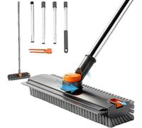 Spazzola per la pulizia del 3 in 1, lavapavimenti con tergivetro e pinza, a con , con setole rigide a 90 gradi per patio, doccia, garage, terrazza, piastrelle, cemento e superfici in legno