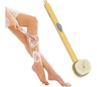 Spazzola per la pulizia del bagno con manico lungo con dispenser di sapone, spazzola per bagno liquido, scrubber per la schiena per doccia, morbida spugna esfoliante per il corpo (giallo)