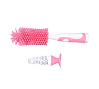 Spazzola per la pulizia del biberon, impugnatura comoda Facile da usare Spazzola per biberon in silicone morbida con testina in silicone per biberon(rosa)