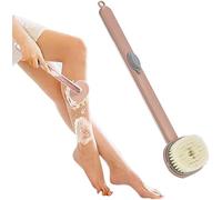 Spazzola per la pulizia del massaggio del bagno con manico lungo con dispenser di sapone, spazzola da bagno liquido, scrubber per la schiena per doccia, morbida spugna esfoliante per il corpo (rosa)