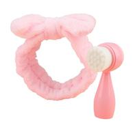 Spazzola per la pulizia del viso 2 in 1 Spazzola per la pulizia manuale Fasce per capelli con fiocco per capelli Spazzola per il lavaggio del viso