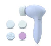 Spazzola per la pulizia del viso 5 in 1, spazzola per il viso portatile, per uomini e donne, esfoliante, massaggiante e pulizia profonda (bianco)