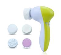 Spazzola per la pulizia del viso 5 in 1, spazzola portatile per il viso da uomo e da donna, esfoliante, massaggiante e pulizia profonda (verde)