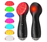 Spazzola per la pulizia del viso leggera a 7 colori, ricaricabile, IPX7, impermeabile, con calore e vibrazione a 3 velocità, esfoliante per massaggi e pulizia profonda, per uomini e donne (nero)