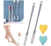 Spazzola per la pulizia delle dita dei piedi, scrubber per piedi nella doccia, da 39,9 cm, con manico lungo in silicone, applicatore per lozione esfoliante per pelle morbida (2 pezzi, grigio)