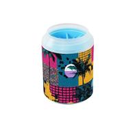 Spazzola per la pulizia delle zampe, con albero tropicale, blu, rosso, geometrico, retrò, riutilizzabile, con setole in morbido silicone, per gatti e cani