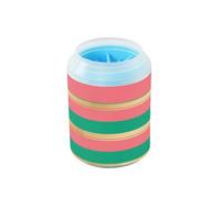 Spazzola per la pulizia delle zampe con setole morbide in silicone, a righe rosa e verdi, riutilizzabile, per cani e gatti di piccola taglia media