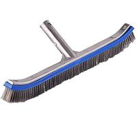 Spazzola per la pulizia di pareti della piscina, piastrelle e pavimenti, resistente, 45,7 cm, in alluminio e acciaio inox, spazzola per pulizia curva con clip EZ