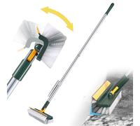 Spazzola per la pulizia, spazzola per pavimenti 2 in 1 con spatola e malta, lavapavimenti rotante con setole rigide a forma di V con manico lungo per la pulizia del bagno e delle piastrelle