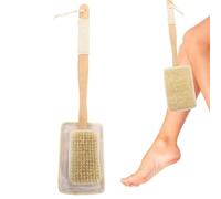 Spazzola per la schiena con manico lungo, con cuscinetto in luffa naturale, rondella e detergente per doccia, strumento igienico per esfoliazione della pelle, per lui e per lei, padre, madre, amici e