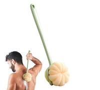 Spazzola per la schiena doppio lato, esfoliante per la doccia, esfoliante per il corpo con setole e spugna, spazzola con manico lungo per donne e uomini, per spazzolatura bagnata o asciutta