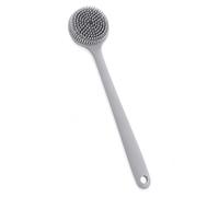 Spazzola per la schiena in silicone per doccia, manico lungo 37,5cm grigio