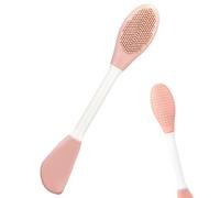 Spazzola per lavare l'argilla per il viso a doppia testa in silicone - Strumento per strofinare con impugnatura ergonomica, Strumento per la pulizia 'esfoliazione per purificare i pori profondi