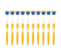 Spazzola per lingua da 10 pezzi, raschietto per lingua in silicone dal design ergonomico, pulitore per lingua che aiuta a combattere l'alito cattivo (arancione)