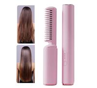 Spazzola per lisciare, Piastra per capelli ricaricabile con spazzola per styling riscaldata senza fili, spazzola per capelli portatile regolabile per capelli ricci sottili e morbidi