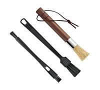 Spazzola per Macchina da Caffè Espresso | Set da 3 Spazzolini Pulitori | Accessorio Manico Lungo per Aspirazione Polvere | per Latte, Cucina, Piani di Lavoro, Bar, Pasticceria, Farina, Arte del Food