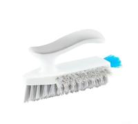 Spazzola per malta 4 in 1 con tergivetro, spazzola resistente con setole a forma di V e manico antiscivolo, per la pulizia di piastrelle e fessure da cucina, bagno (grigio bianco)