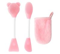 Spazzola Per Maschera A Doppia Testa Da 2 Pezzi E Guanti Di Lavaggio A Faccia Da 1 Pezzi, Pennello Per La Pulizia Del Viso, Forniture Per La Cura Del Viso, Accessori Di Bellezza.