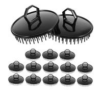 Spazzola per Massaggio dei Chioma Portatile 15 Pezzi in Plastica Nera | Pettine Compatto Impugnatura Ergonomica Antiscivolo, Auto-pulente, per Viaggi e Docce in Palestra