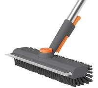 Spazzola per pavimenti con manico lungo - Manico lungo regolabile e multiuso, Spazzola per pulizia pavimenti, per fughe Legno Cemento Patio Piscina Vasca da bagno Cucina Casa Toilette domestica Angolo