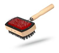 Spazzola per pelo di agnello e pecora, robusta spazzola universale per la cura del pelo in legno, utilizzabile anche come spazzola per animali domestici, cani e gatti, spazzola, due teste