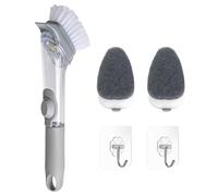Spazzola per Piatti Con Dispenser di Sapone, 2 Spugne e 2 Ganci - Spazzola da Cucina per Pulire e Strofinare Pentole, Lavello