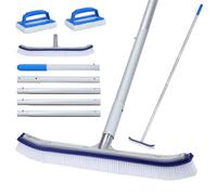 Spazzola per piscina con asta, testina da 45 cm e aste in alluminio regolabili da 170 cm, kit per la pulizia di piastrelle per piscina, pareti, piastrelle e pavimenti