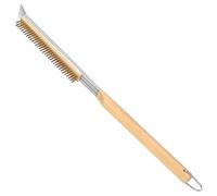 Spazzola per pizza da 53,3 cm con raschietto in acciaio inox, setole in ottone, manico in legno, anello per appenderla, accessorio per forno per pizza all'aperto, compatibile con forni Ooni, Gozney