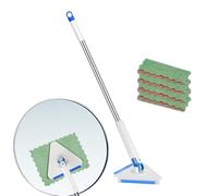 Spazzola per pulizia a mano lunga per bagno telescopic | Triangular Rotatable Wall Cleaning Tool with Four Pads for Ceiling Mirror Glass Window Door Tiles