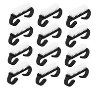 Spazzola per Pulizia delle Unghie Manicure, 12 Pezzi Neri | Design Creativo, Nylon e Plastica Abs, Portatile e Resistente, Non Danneggia le Unghie, Uso Quotidiano