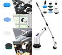 Spazzola per pulizia elettrica senza fili, con impugnatura di prolunga regolabile e 10 testine sostituibili, per lavandino per piastrelle, doccia, pavimento del bagno