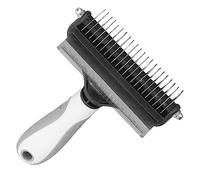 Spazzola per Rimuovere i Nodi del Cane, Grande Impugnatura Ergonomica in Gomma e Acciaio per Districare i Nodi Pettine per la Cuccia del Cane (Bianco)