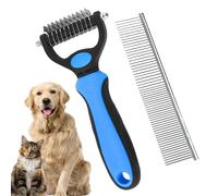 Spazzola per rimuovere i nodi di gatto, pettine per cani per nodi - Spazzola per nodi per cani double face | Pettine per toelettatura diritto in acciaio a denti densi per cani a pelo lungo
