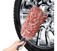 Spazzola per ruote auto, spazzola in microfibra senza metallo, per la pulizia delle ruote dell'auto, morbida e antigraffio, spazzola per lavaggio auto, manico lungo, strumento per la pulizia di ruote