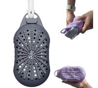 Spazzola per sapone a doppio lato, in silicone, sacchetti da appendere per sapone, sacchetto in silicone esfoliante morbido, risparmio di sapone ad asciugatura rapida per la doccia (blu)