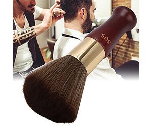 Spazzola per Spolverare il Collo con Manico in Legno, Setole Morbide | Strumento per la pulizia dei capelli, manico curvo, alluminio resistente, design a forma di ventaglio