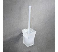 Spazzola per WC per Pulizia Profonda con Manico Toilette Quadrata in Acciaio Inossidabile Set di Portascopino per WC Bianco Spazzola per La Pulizia della Toilette, White