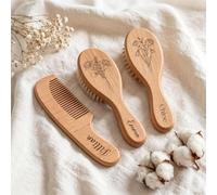Spazzola Personalizzati Per Neonati - Spazzola Della Crosta Lattea Nascita | Set spazzola e pettine for capelli for bambini con spazzola in morbida lana e pettine a cuscino d'aria