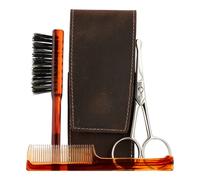 Spazzola, pettine, forbici per la cura della barba Erbe Solingen in astuccio ...
