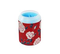 Spazzola portatile in silicone per la pulizia delle zampe, stile retrò, con fiori bianchi e rossi, morbida e essenziale per tutti i proprietari di animali domestici per cani di taglia piccola e media