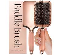 Spazzola Professionale Lily England per Tutti i Tipi di Capelli - Spazzola Piatta per Asciugatura, Districare e Lisciare - Manico in Gel Antiscivolo, Oro Rosa-Nera
