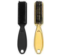 Spazzola Pulizia Capelli Spezzati Professionale 2 Pezzi Nylon Abs | Scopa Collo Salone, Manico Comodo e Testina Fitta, Nero Oro, Uso Personale e Barbieri