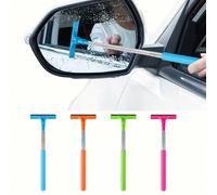 Spazzola retrattile per auto, raschietto portatile per specchietto retrovisore, pulitore per vetri auto, sbrinatore, raschietto a doppia faccia con lame morbide, lunghezza regolabile adatto per parabr