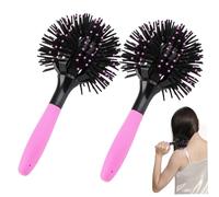 Spazzola riccia da 2 pcs da 8,5 pollici a sfera rotonda 3D con cuscinetti per piccoli massaggio a 360 gradi di styling a 360 gradi utensili per capelli ricci portatili