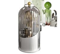 Spazzola rotante - Organizzatore, gabbia per uccelli per la cura della pelle con coperchio sicuro, display a colori girevole a 360 gradi, accessori, contenitore per scrivania, bagno e casa