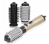 Spazzola rotante per asciugacapelli, spazzola 3 in 1 con due testine di ricambio, piastra ionica per capelli a secco, spazzola rotante automatica a caldo (oro).