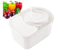 Spazzola rotante per la pulizia della frutta, rondella rotante a manovella, multifunzione per patate con coperchio, strumento per lavare insalate domestiche, 32 x 19 x 15,5 cm, per cucina, bianco