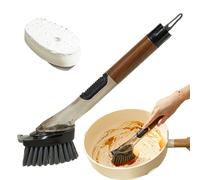 Spazzola rotante per sapone, spazzola per la pulizia con distributore di sapone, spazzola multifunzione a mano lunga, uscita di pressione, pulisce padelle, per cucina, stoviglie, lavori di pulizia